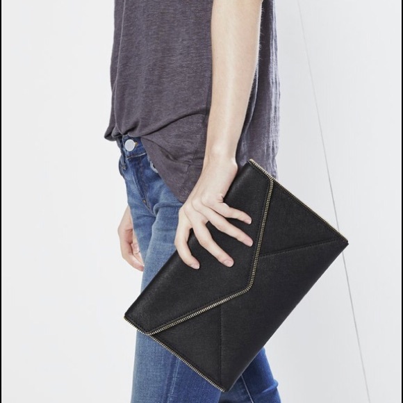 NWT! Rebecca Minkoff  Black Sparkly Envelope Clutch with Gunmetal Hardware - Picture 12 of 16